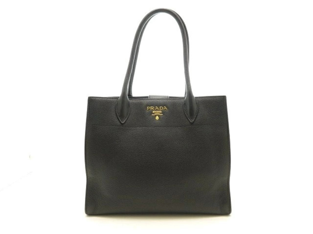 Prada Tote Tessuto Saffiano Bag Calfskin Embossed Black